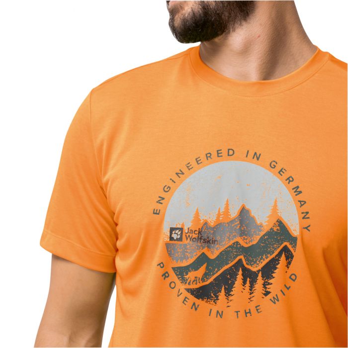 Koszulka z krótkim rękawem męska Jack Wolfskin HIKING S/S T M dragon fire  pomarańczowy | e-Horyzont