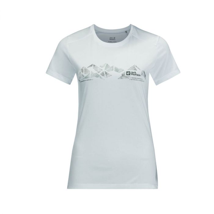 T-shirt damski Jack Wolfskin CROSSTRAIL GRAPHIC T W white cloud biały |  e-Horyzont