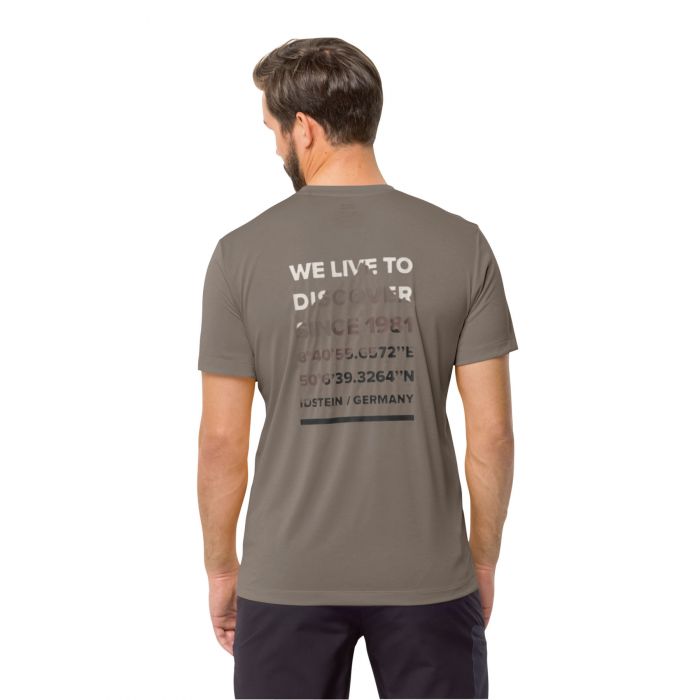 Koszulka z krótkim rękawem męska Jack Wolfskin HIKING S/S T M cold coffee  brązowy | e-Horyzont
