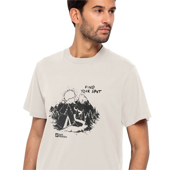Koszulka męska Jack Wolfskin FIND YOUR SPOT T M cotton white biały |  e-Horyzont
