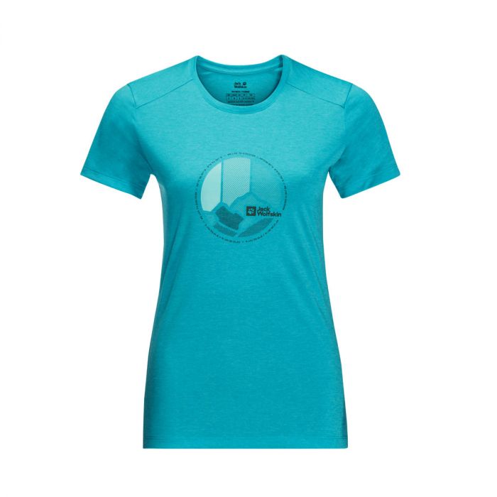 GRAPHIC niebieski | W Jack Wolfskin damski e-Horyzont CROSSTRAIL T T-shirt scuba