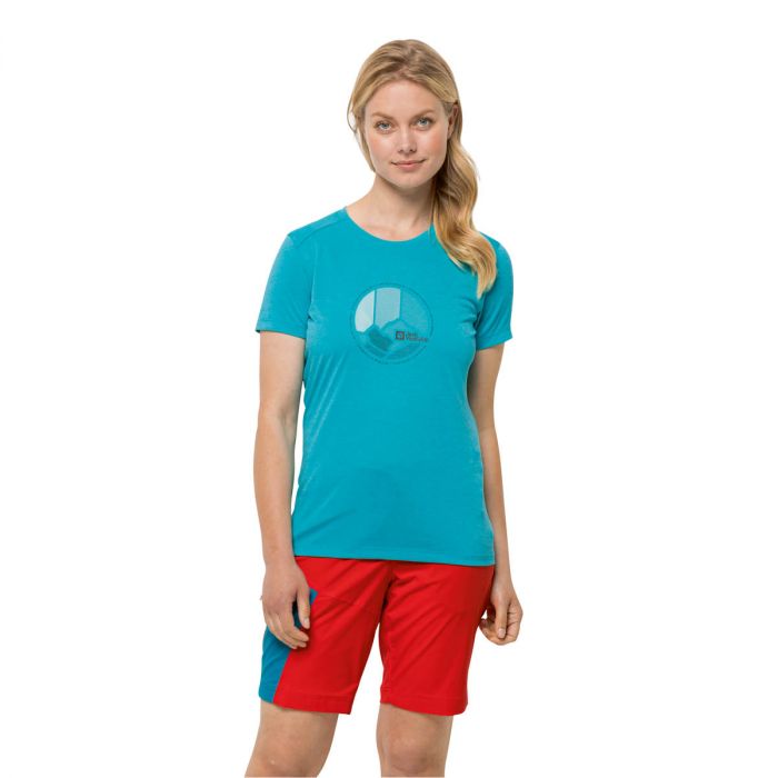 e-Horyzont T-shirt niebieski T GRAPHIC Jack damski | Wolfskin scuba CROSSTRAIL W
