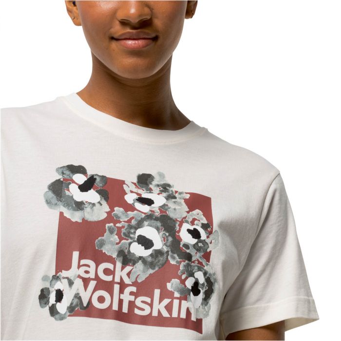 T-shirt damski Jack Wolfskin FLORELL BOX T W egret biały | e-Horyzont