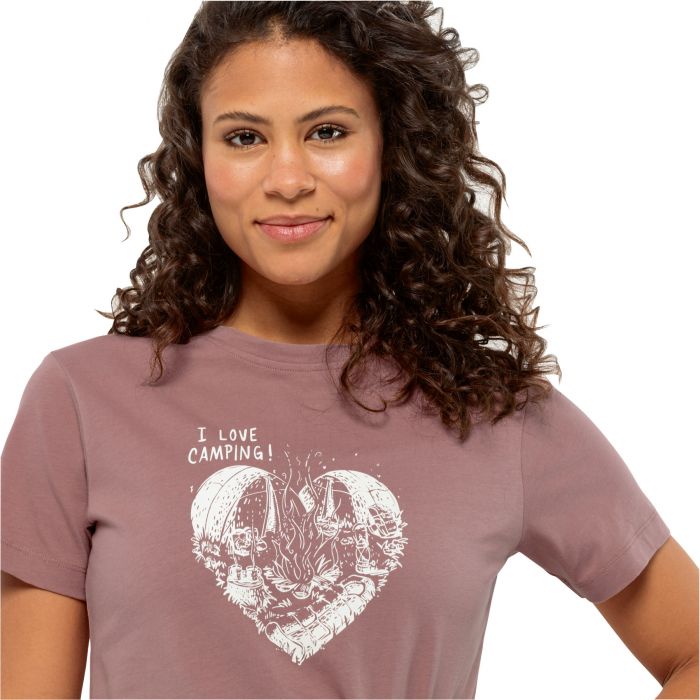 Damska koszulka Jack Wolfskin CAMPING LOVE T W afterglow różowy | e-Horyzont