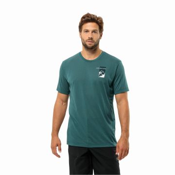 Męski t-shirt Jack Wolfskin VONNAN S/S GRAPHIC T M emerald