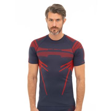 Męska koszulka termoaktywna Brubeck Dry SS ciemnoniebieski/czerwony