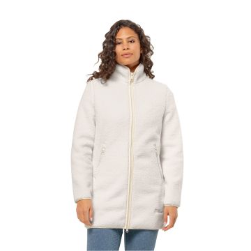 Damski płaszcz polarowy Jack Wolfskin HIGH CURL COAT W cotton white
