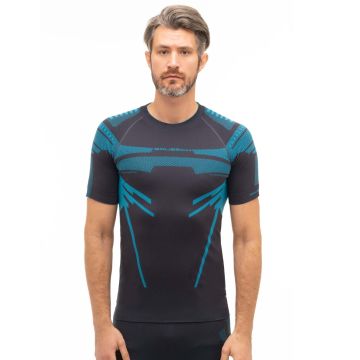 Męska koszulka termoaktywna Brubeck Dry SS grafitowy/niebieski