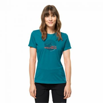 T-shirt damski niebieski Wolfskin e-Horyzont WOMEN fresh T CROSSTRAIL Jack ice 