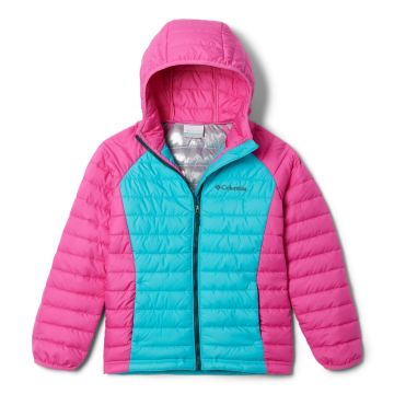 Dziewczęca kurtka zimowa Columbia Powder Lite Girls Hooded Jacket  geyser/pink ice