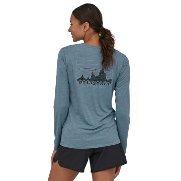 Koszulka damska Patagonia W's Long Sleeved Capilene Cool Daily Graphic Shirt '73 Skyline light plume grey X-Dye