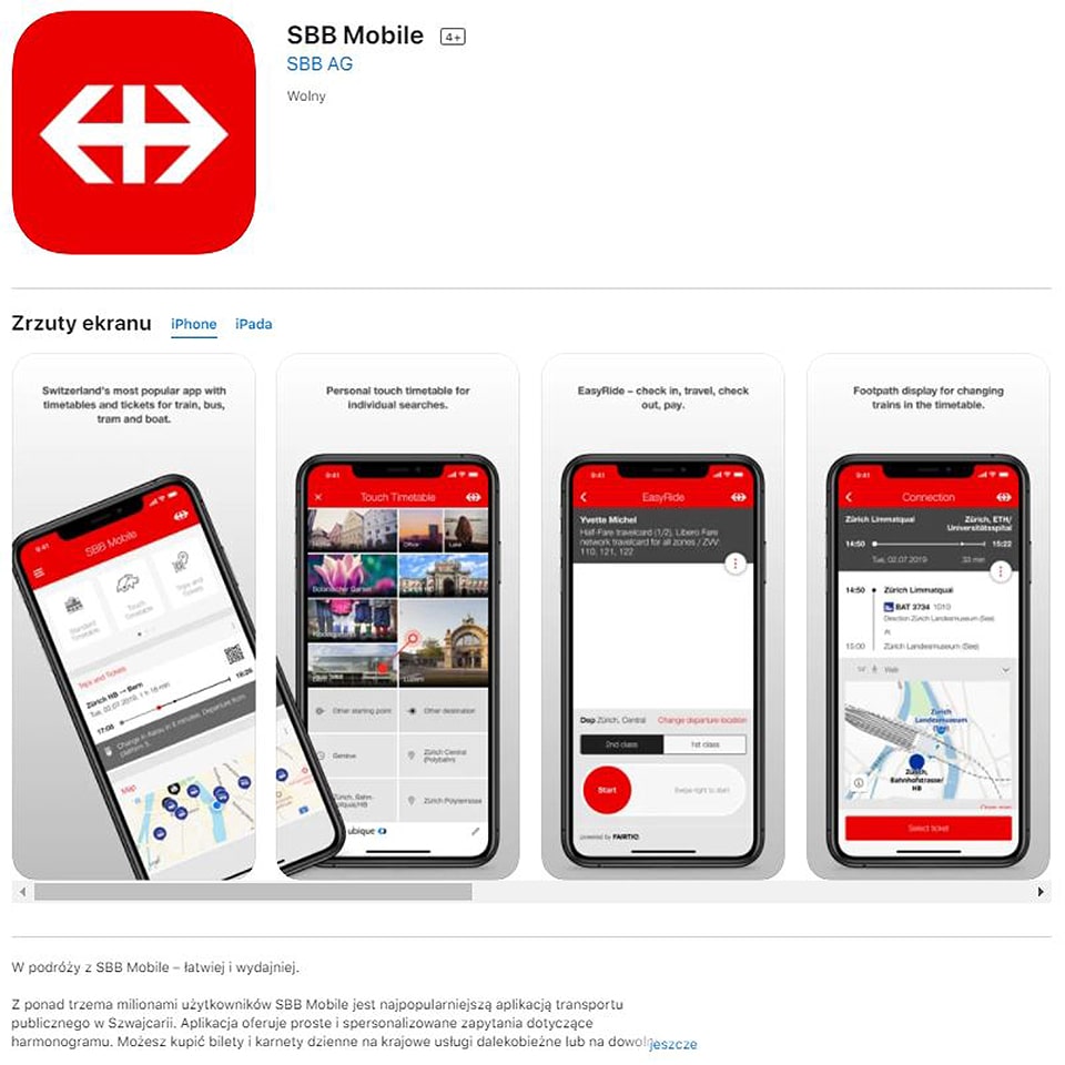 Szwajcaria 01|Aplikacja SBB Mobile