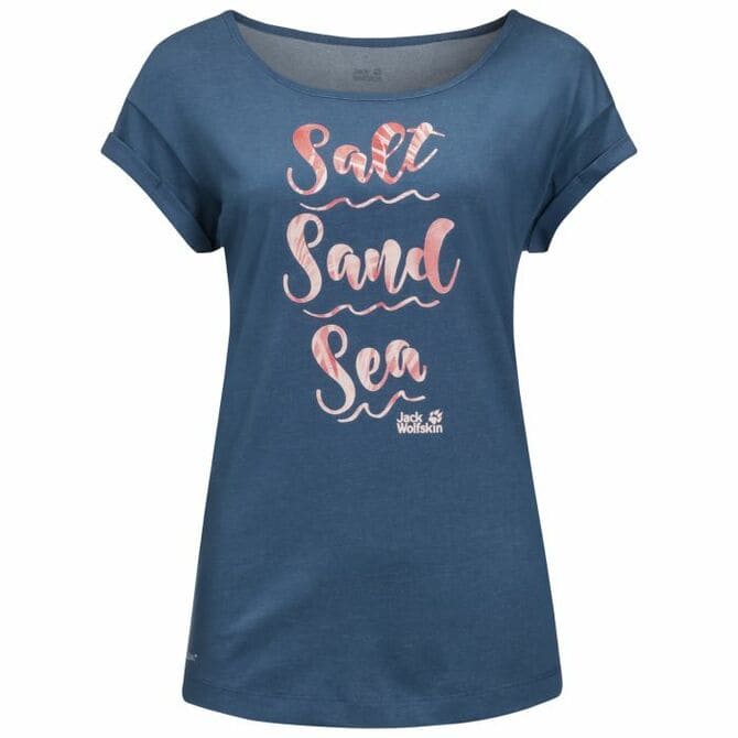 ekologiczne prezenty |Koszulka Salt Sand Sea T wykonana z mieszanki bawełny organicznej z poliestrem pochodzącym w całości z recyklingu w tym z recyklingu odpadów wyłowionych z morza.